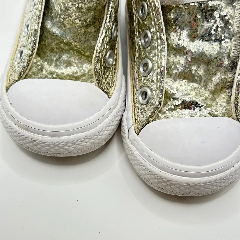 Converse Chuck Taylor All Star Infant 4 Gold Glitter Low Top Sneakers 759217C